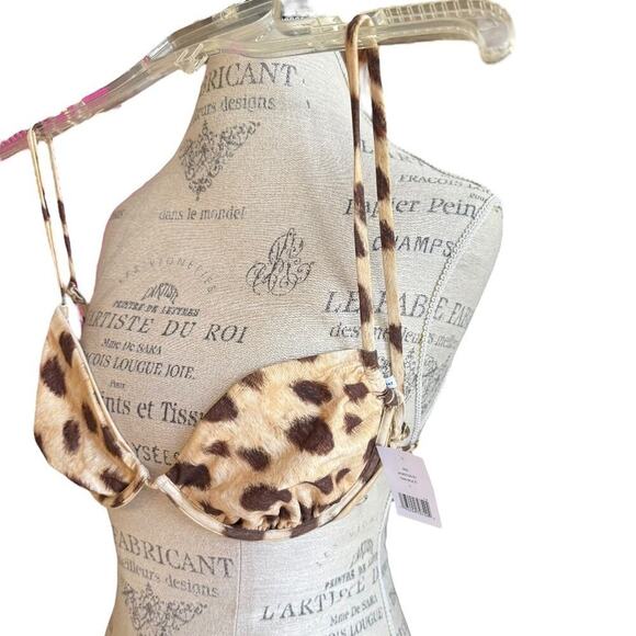 WEWOREWHAT Women's Animal Print Ruched Underwire Bikini Top Leopard L NWT - Picture 8 of 10